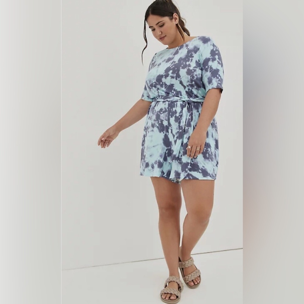Torrid Romper Super Soft Tie Dye Aqua/Purple Size L